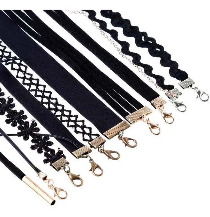 15 Gargantilla Choker Necklaces Negro Accesorios
