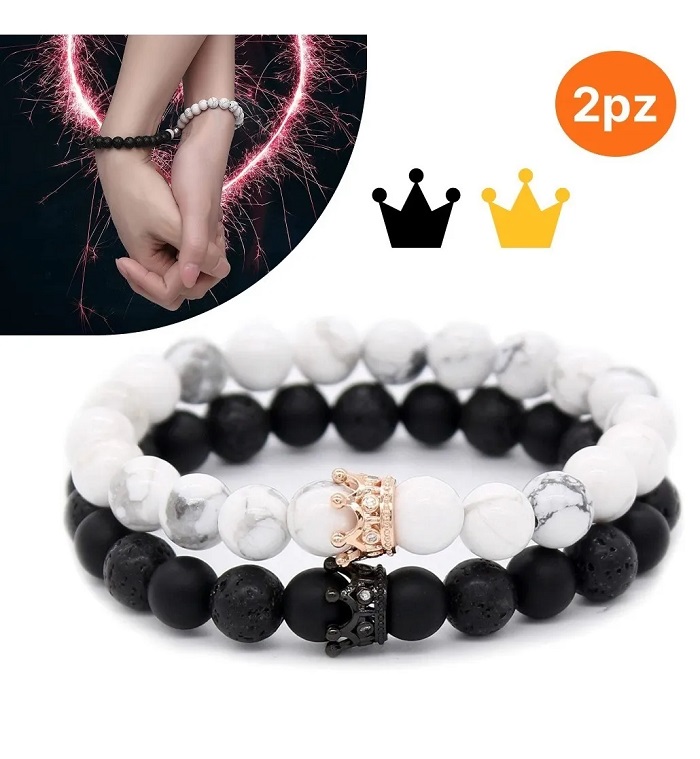 Pulseras Para Pareja Con Piedra Buda Corona Reyna
