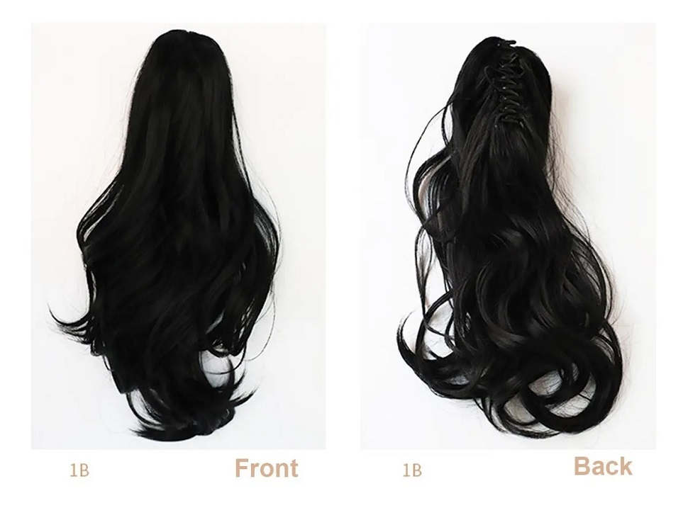 Coletas De Cabello Natural De Extensión Con Clip Negro