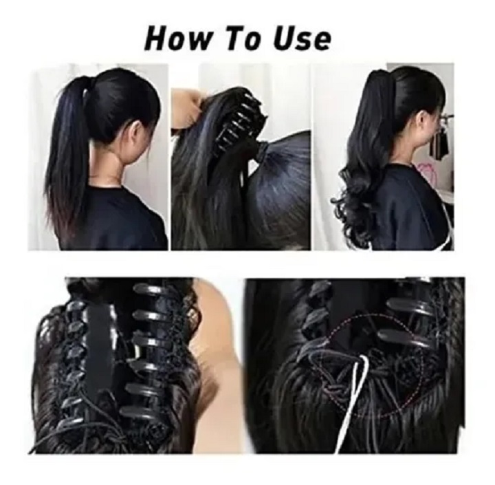 Coletas De Cabello Natural De Extensión Con Clip Negro