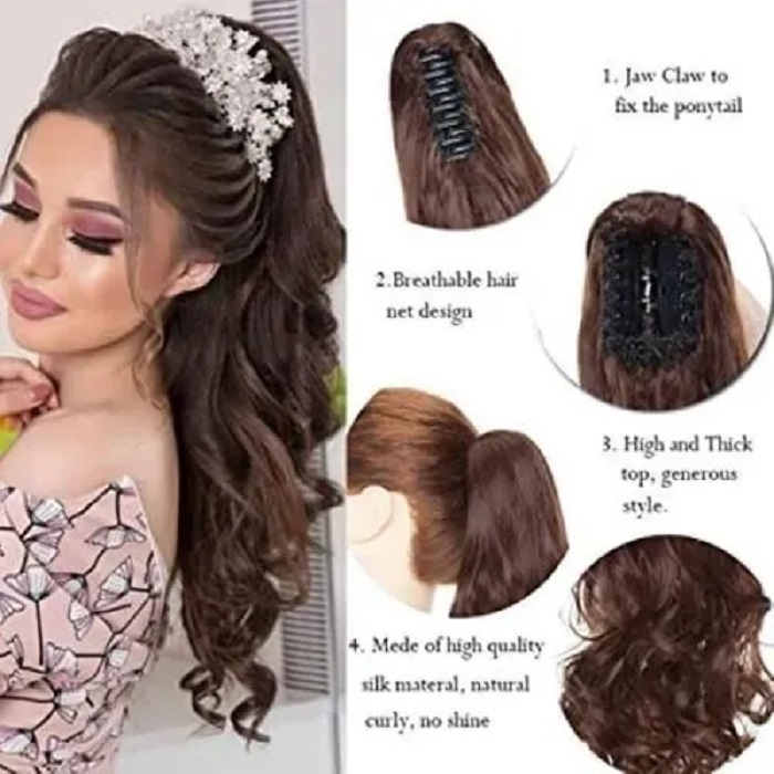 Coletas De Cabello Natural De Extensión Con Clip Cafe Oscuro