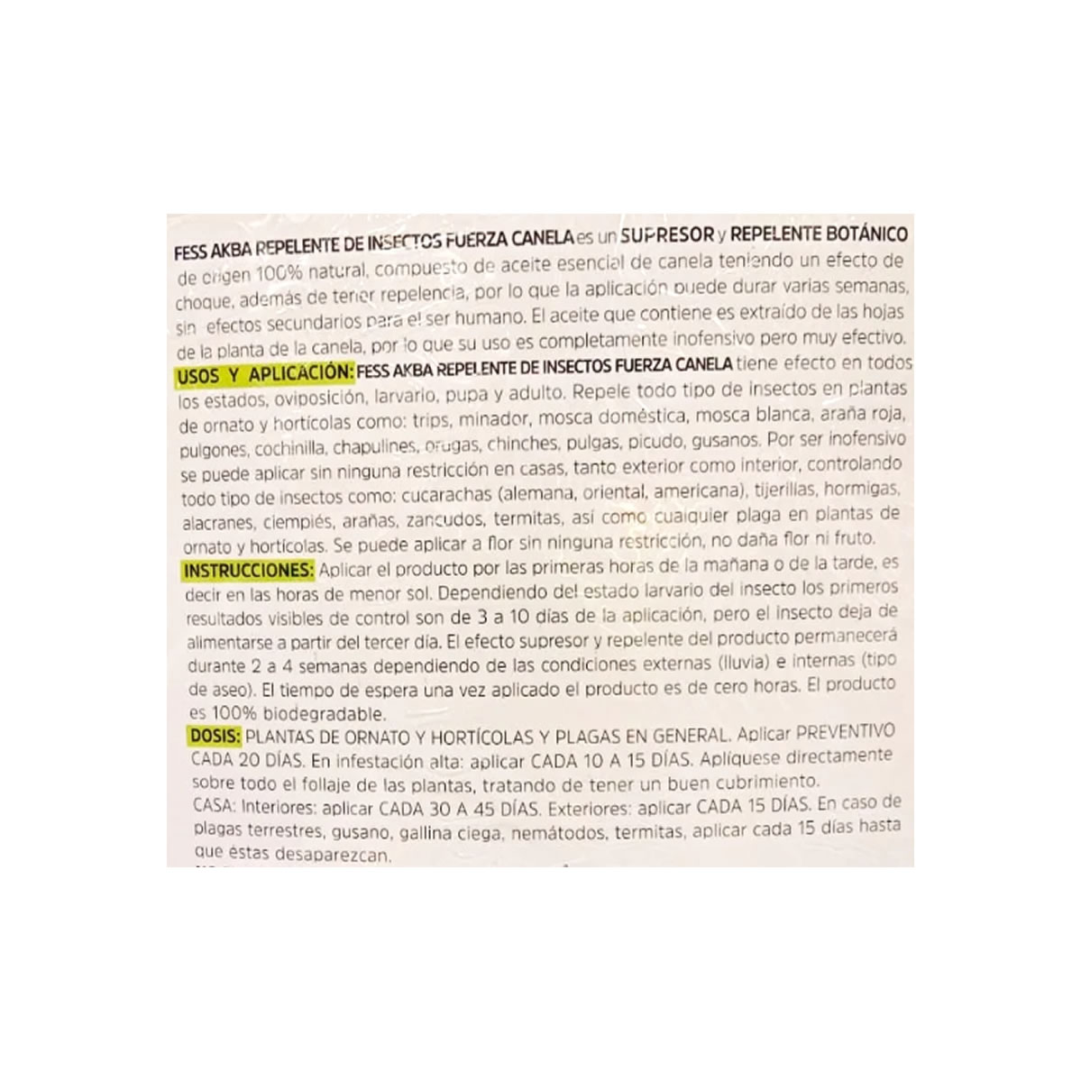 Repelente De Insectos Para Casa Y Jardín Fess Akba 4.78 Lt.