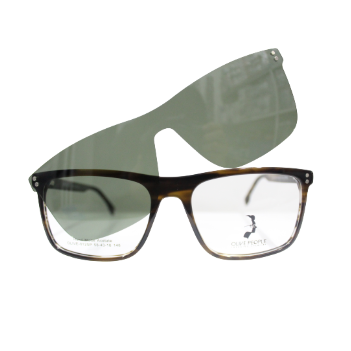 Armazón Lente oftálmicico graduable para caballero Con Clip On Polarizado marca Olive People modelo 012SP+ Estuche/paño