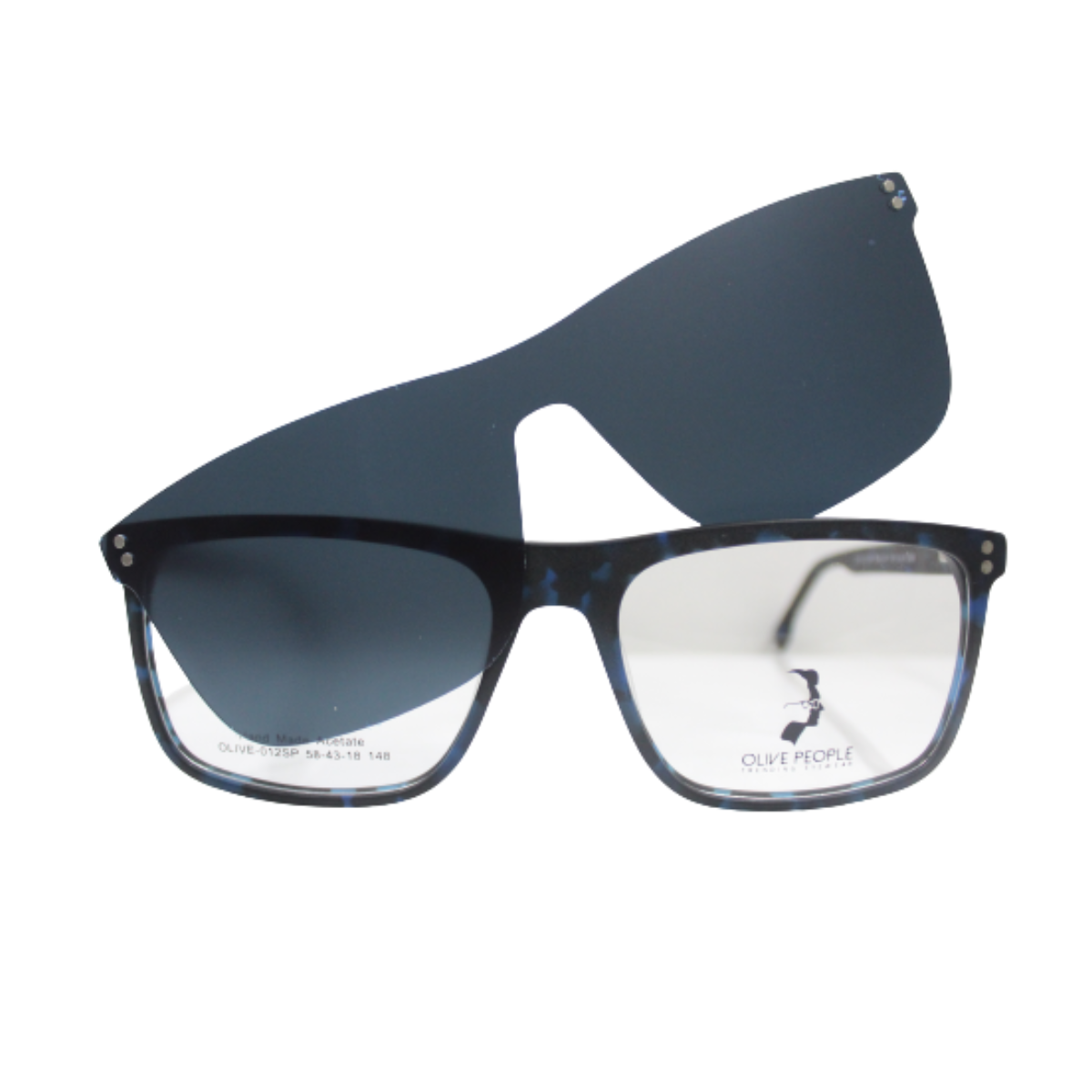 Armazón Lente oftálmicico graduable para caballero Con Clip On Polarizado marca Olive People modelo 012SP+ Estuche/paño