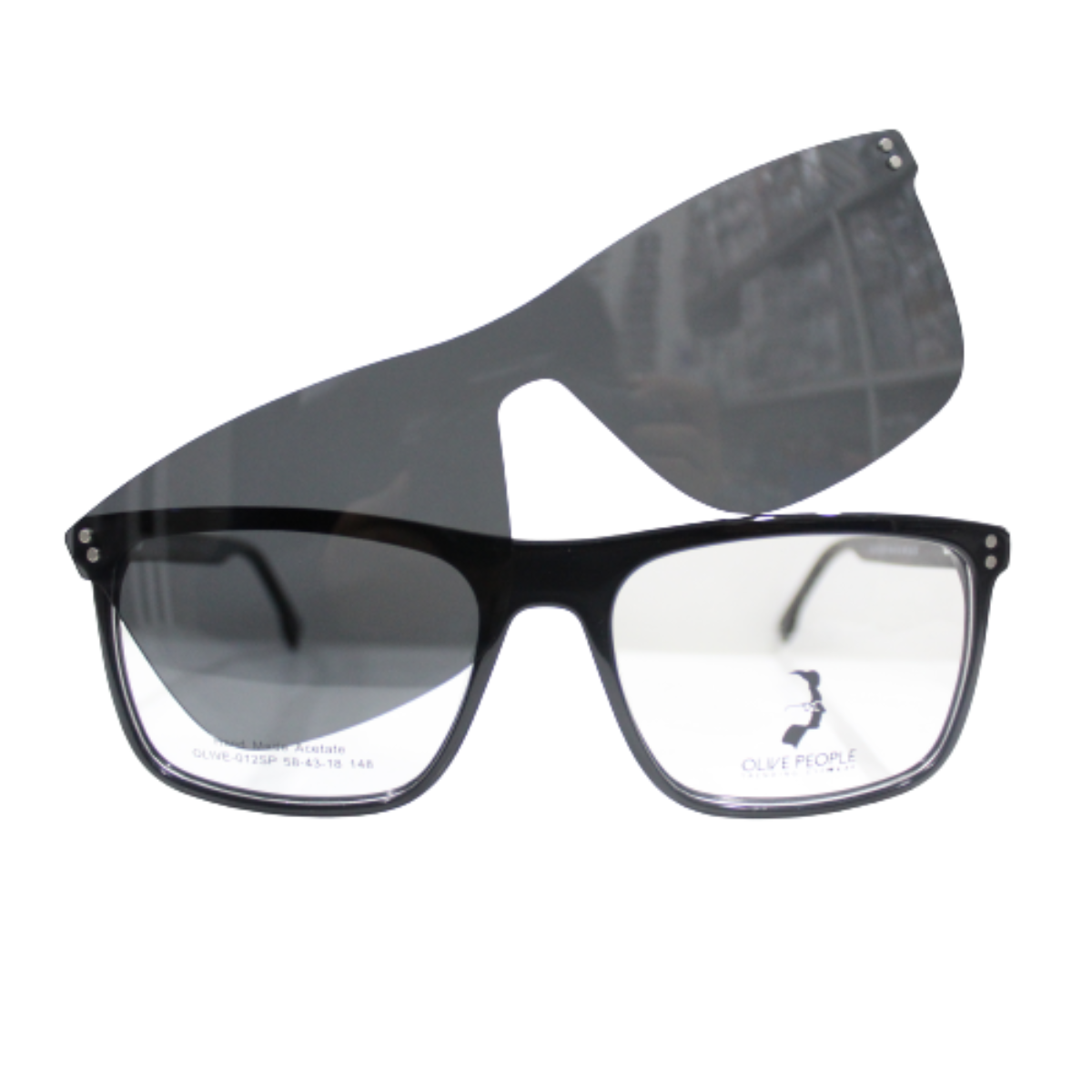 Armazón Lente oftálmicico graduable para caballero Con Clip On Polarizado marca Olive People modelo 012SP+ Estuche/paño