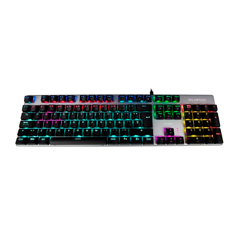 TECLADO GAMER BALAM RUSH ALBA MECANICO SWITCH AZUL USB ANTI GHOSTING RGB GRIS-NEGRO BR-929653