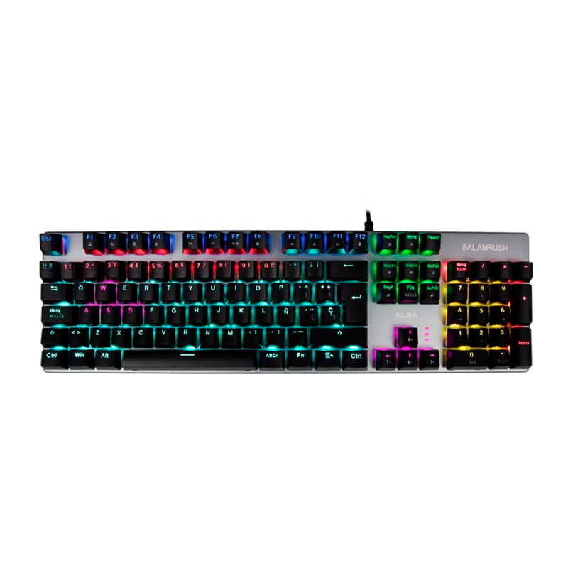 TECLADO GAMER BALAM RUSH ALBA MECANICO SWITCH AZUL USB ANTI GHOSTING RGB GRIS-NEGRO BR-929653