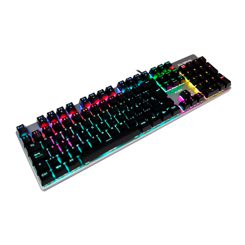 TECLADO GAMER BALAM RUSH ALBA MECANICO SWITCH AZUL USB ANTI GHOSTING RGB GRIS-NEGRO BR-929653