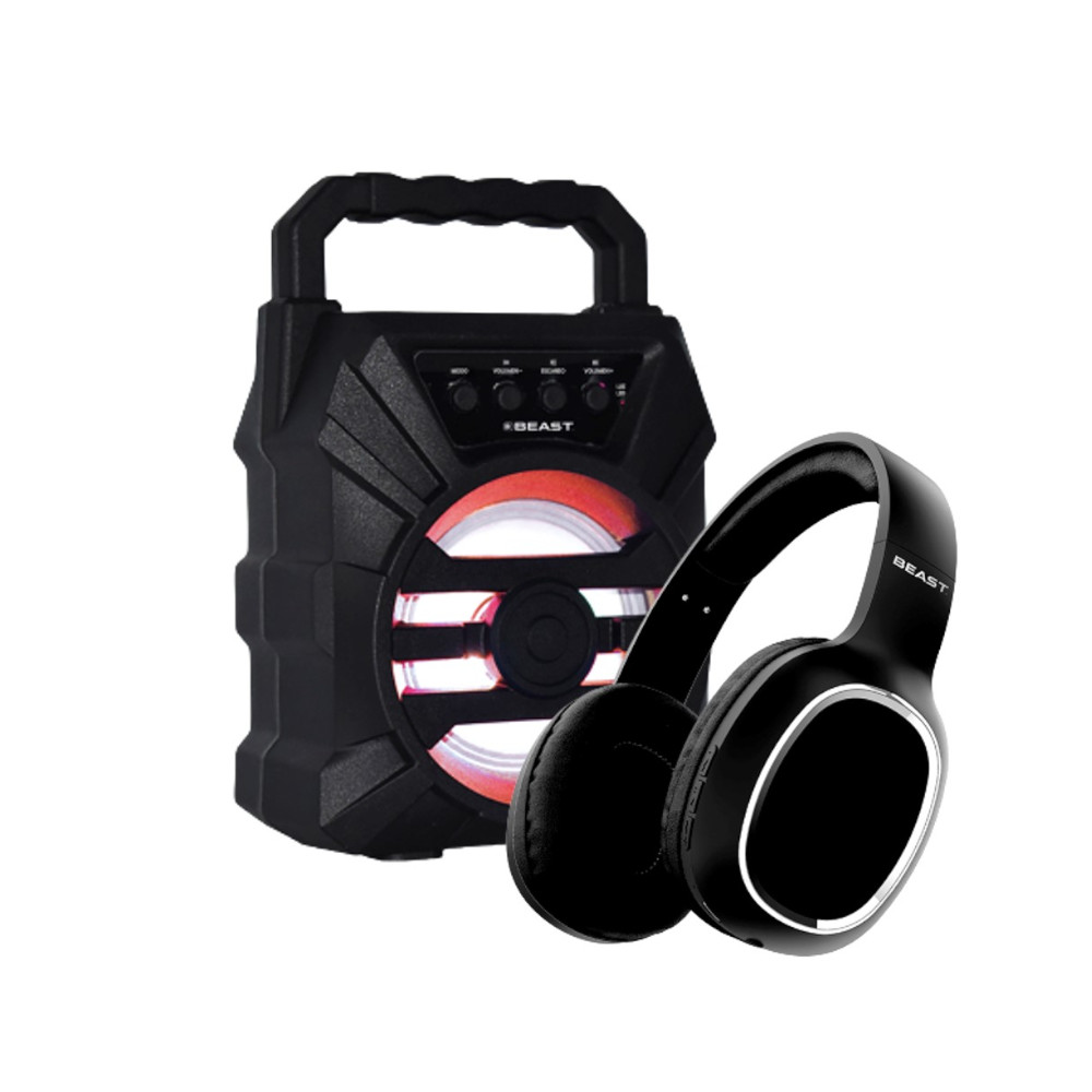 Combo Audifonos y Bocina Bluetooth Recargable BEAST G2X FM