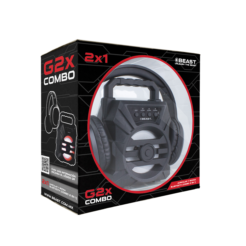 Combo Audifonos y Bocina Bluetooth Recargable BEAST G2X FM