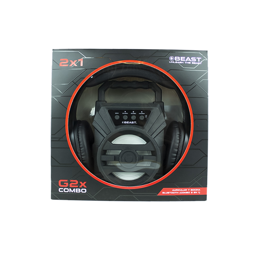 Combo Audifonos y Bocina Bluetooth Recargable BEAST G2X FM