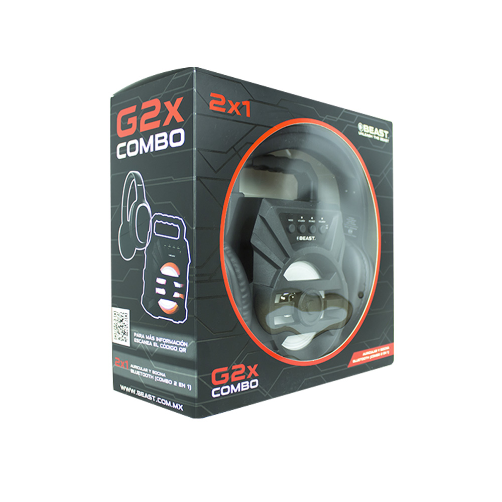 Combo Audifonos y Bocina Bluetooth Recargable BEAST G2X FM