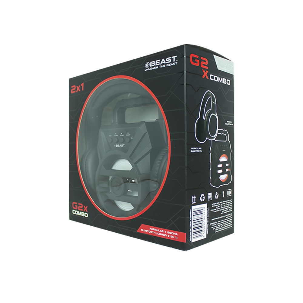 Combo Audifonos y Bocina Bluetooth Recargable BEAST G2X FM