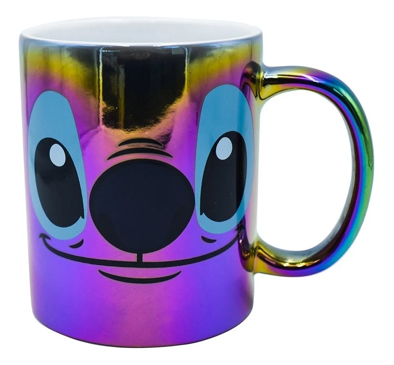 Taza Disney Stitch Mágica Iridiscente Grande Para Café 325ml