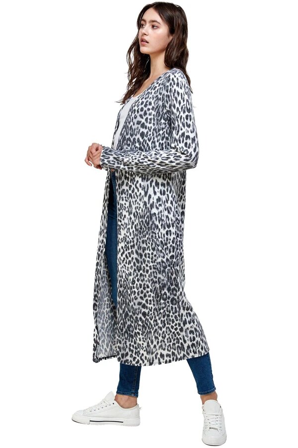 Cardigan Leopardo Maxi Largo Extra Suave Miley