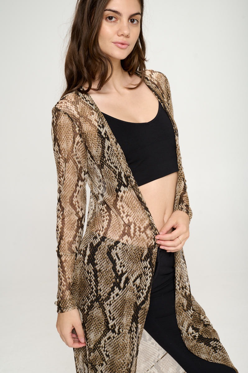 Cardigan Extra Ligero Maxi Largo Manga Larga Serpiente Miley