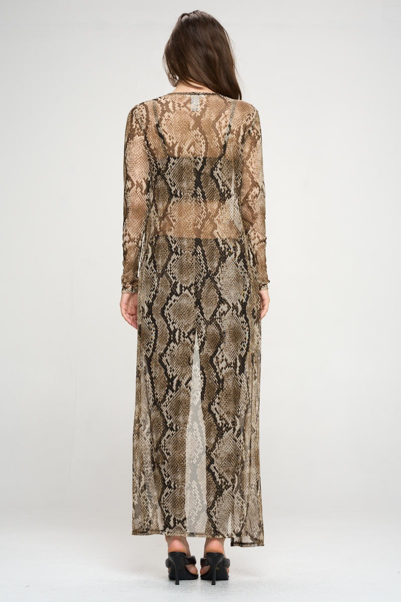 Cardigan Extra Ligero Maxi Largo Manga Larga Serpiente Miley