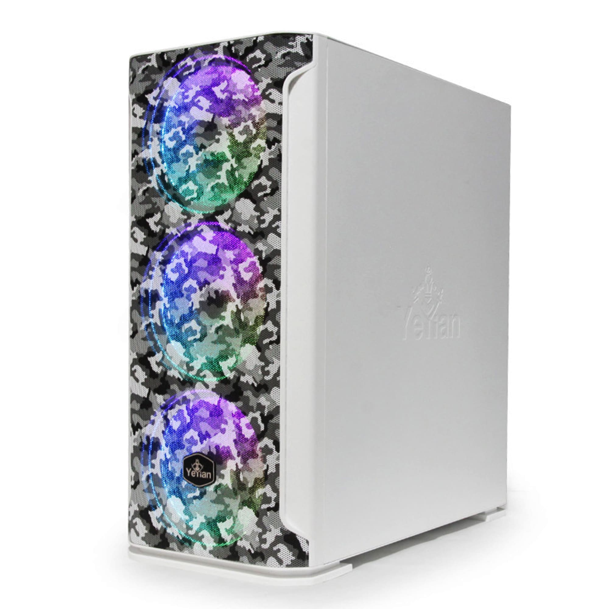 Gabinete E-ATX, Yeyian Hollow Serie 2500, ARGB, sin Fuente, Cristal Templado, blanco.