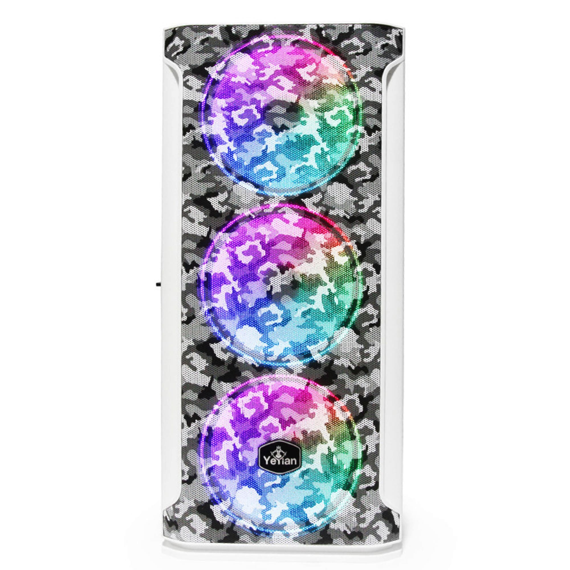 Gabinete E-ATX, Yeyian Hollow Serie 2500, ARGB, sin Fuente, Cristal Templado, blanco.