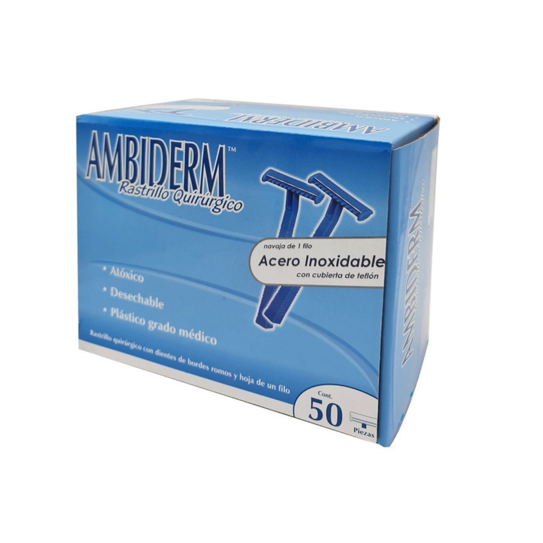 Rastrillo Quirúrgico 1 Filo C/50 Piezas - Ambiderm