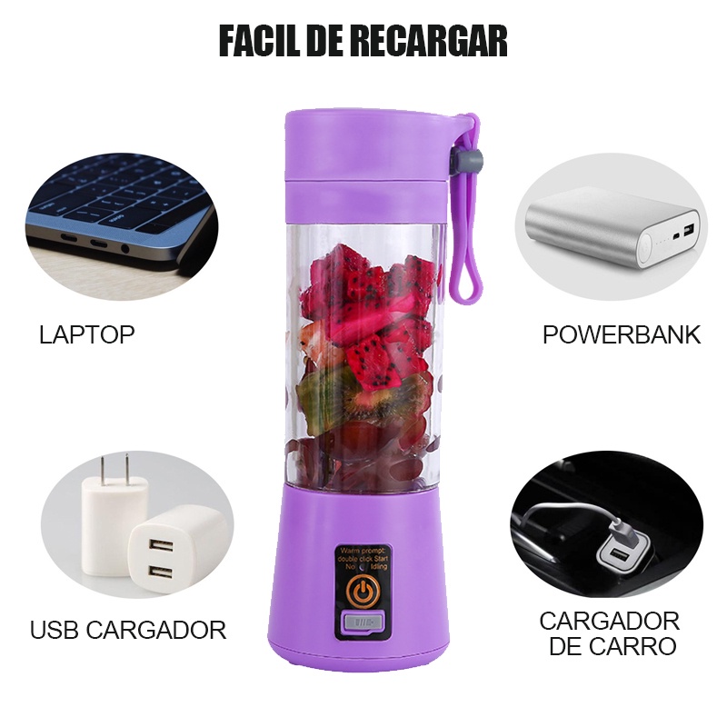 Vaso Licuadora Portátil USB Recargable Multifuncional Vaso Eléctrico Taza Mini Batidora para Fruta