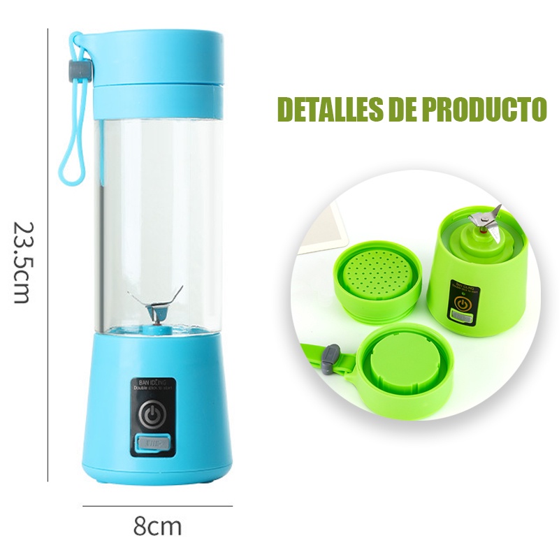 Vaso Licuadora Portátil USB Recargable Multifuncional Vaso Eléctrico Taza Mini Batidora para Fruta
