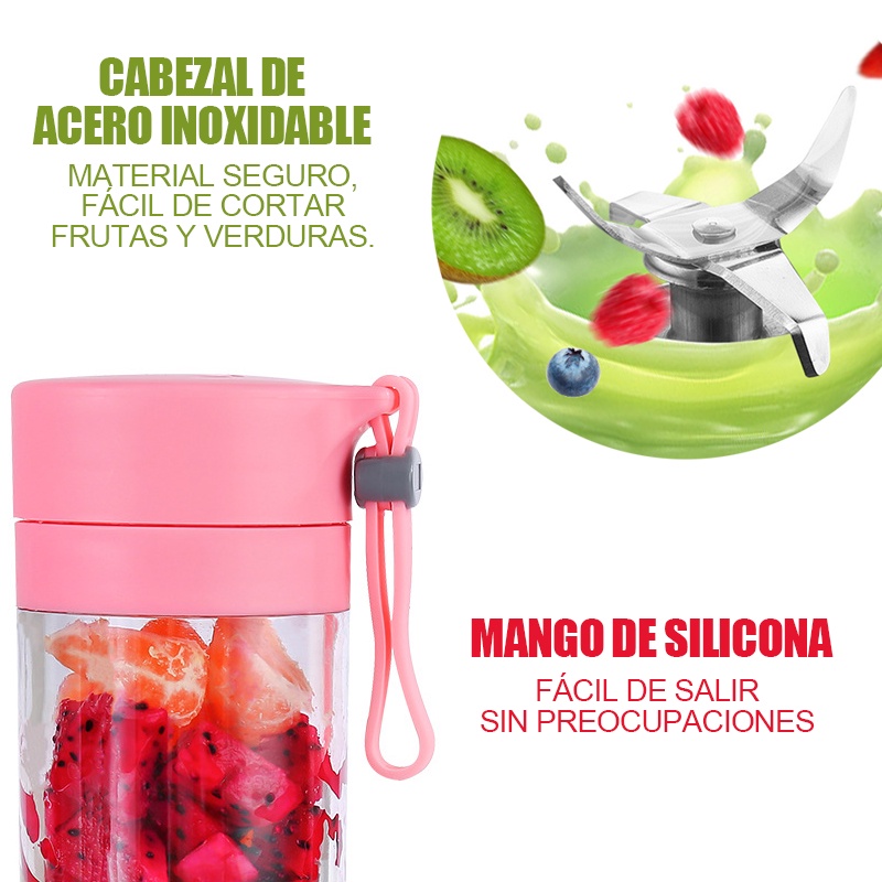 Vaso Licuadora Portátil USB Recargable Multifuncional Vaso Eléctrico Taza Mini Batidora para Fruta