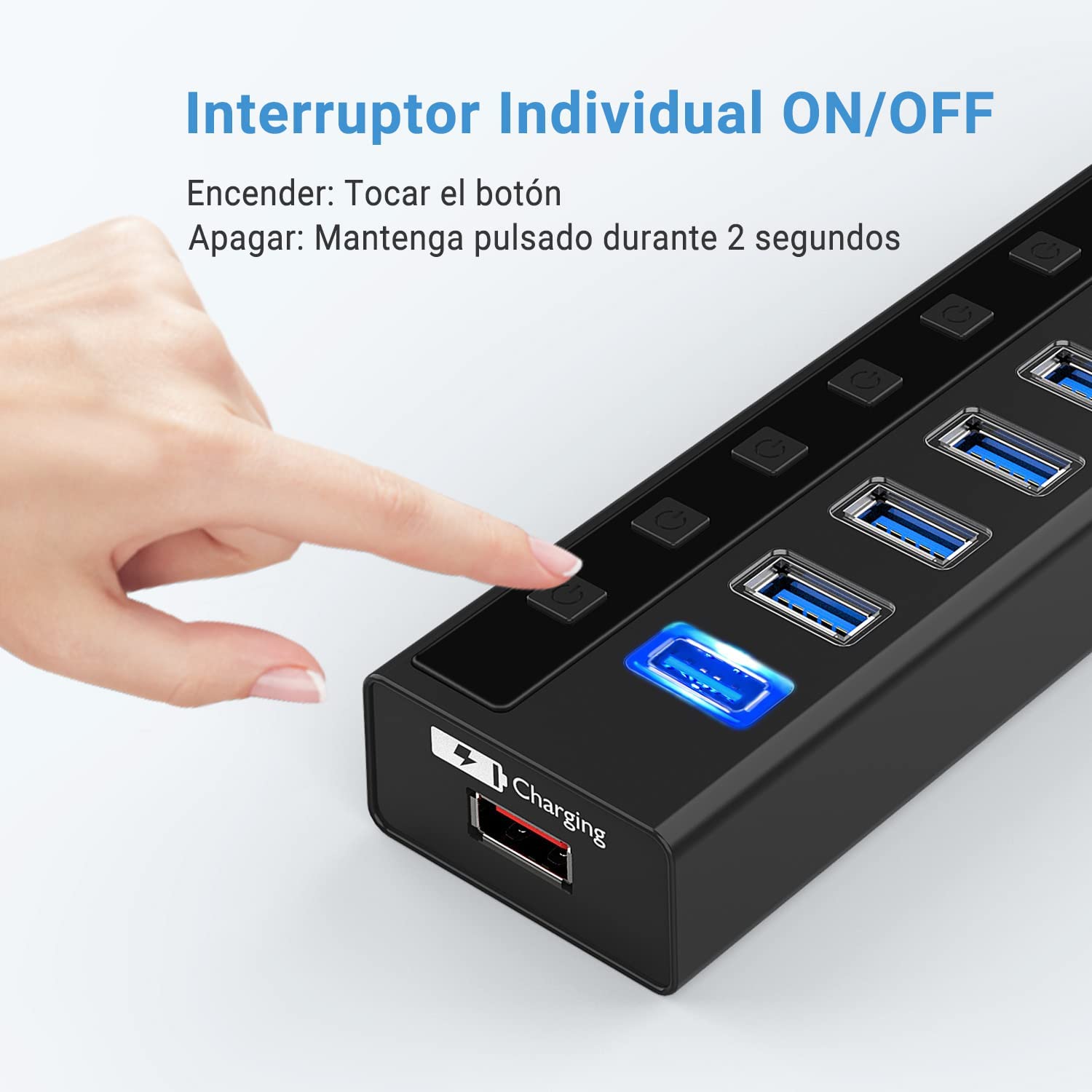 ATOLLA 7 Puertos Hub USB 3.0 Hub USB 3.0 de 7 Puertos c vo Mac OS Windows y Linux