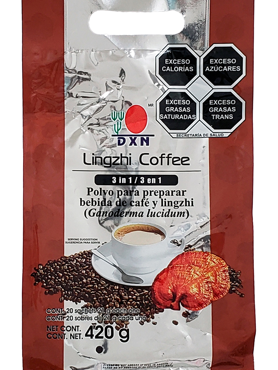 Café Instantáneo DXN 3 En 1 Lingzhi Coffe 20 Sobres de 21g