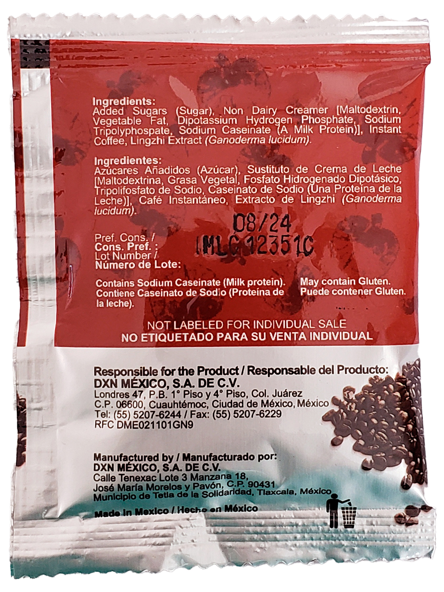 Café Instantáneo DXN 3 En 1 Lingzhi Coffe 20 Sobres de 21g