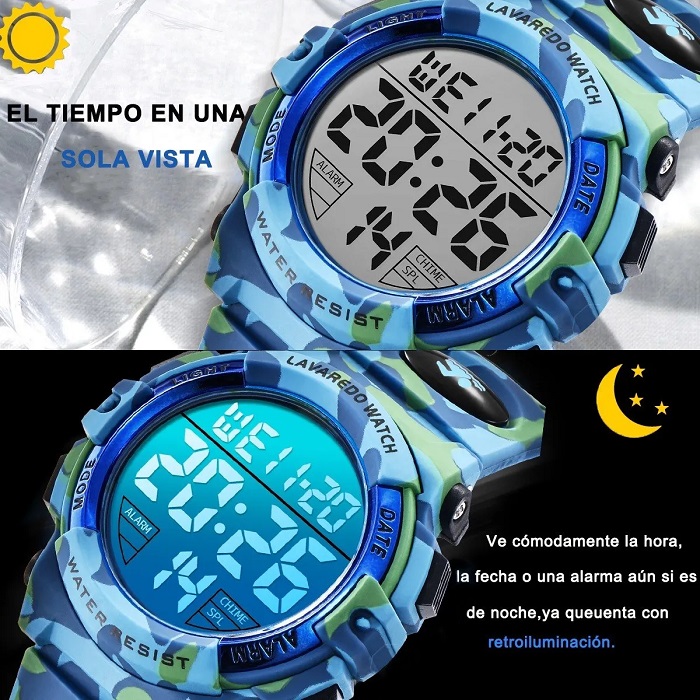 Reloj Para Ni os Multifunci n Digital Impermeable Deportivo Azul Claro