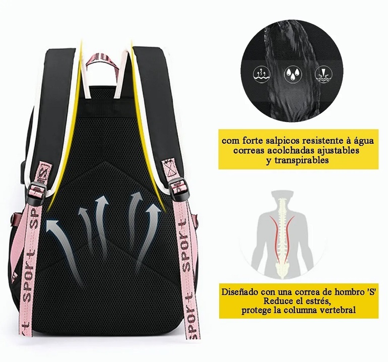 Mochila Para Mujer Impermeable Antirrobo Con Puerto Usb