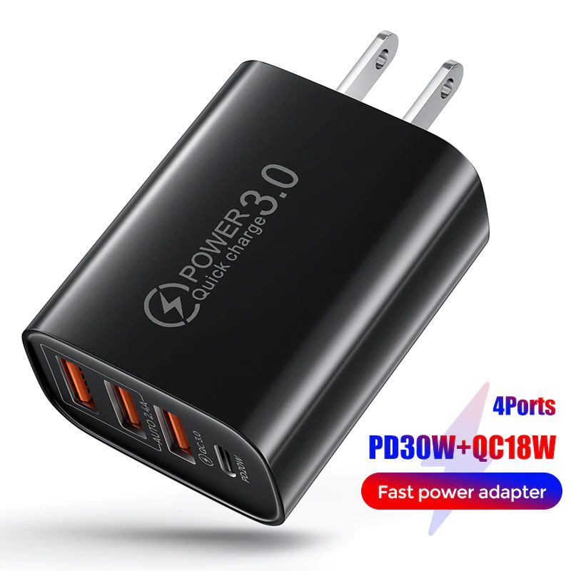 Cargador USB QC 3,0 de 48W, carga rápida tipo C Y PD  iPhone