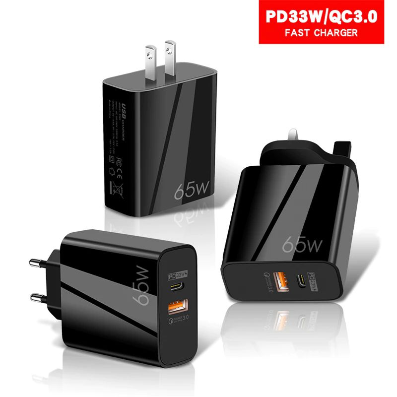cargador de carga rápida 65 W Qc3.0 Y Pd Tipo C 4,0, 3,0, QC4.0, QC, PD3.0, PD.