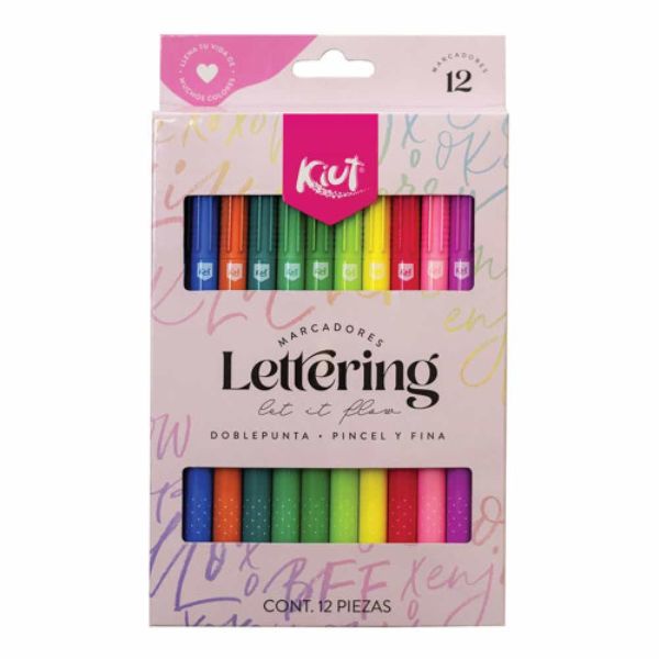 12 Plumones para Colorear Delgados de Doble Punta Letter Marcadores Kiut Norma