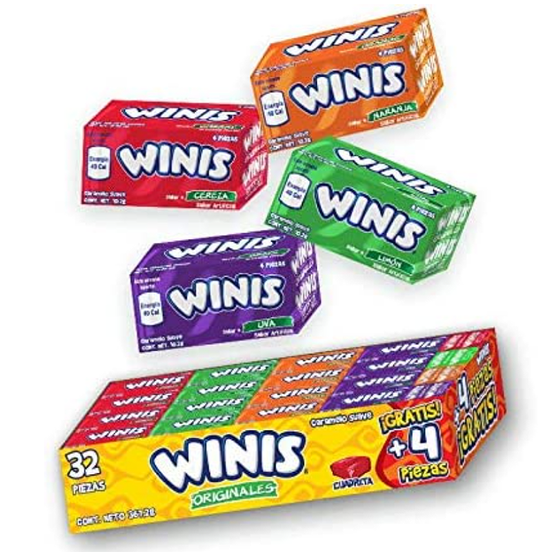 Winis Chicloso Minis Originales Caramelo Suave Dulce 32 Pz