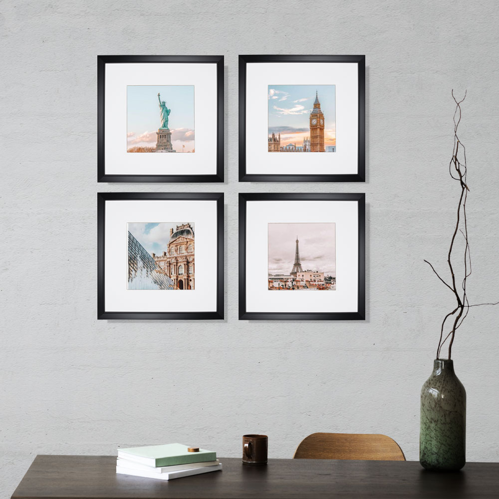 Set de 4 Marcos Decorativos con Marco negro con cristal y marialuisa