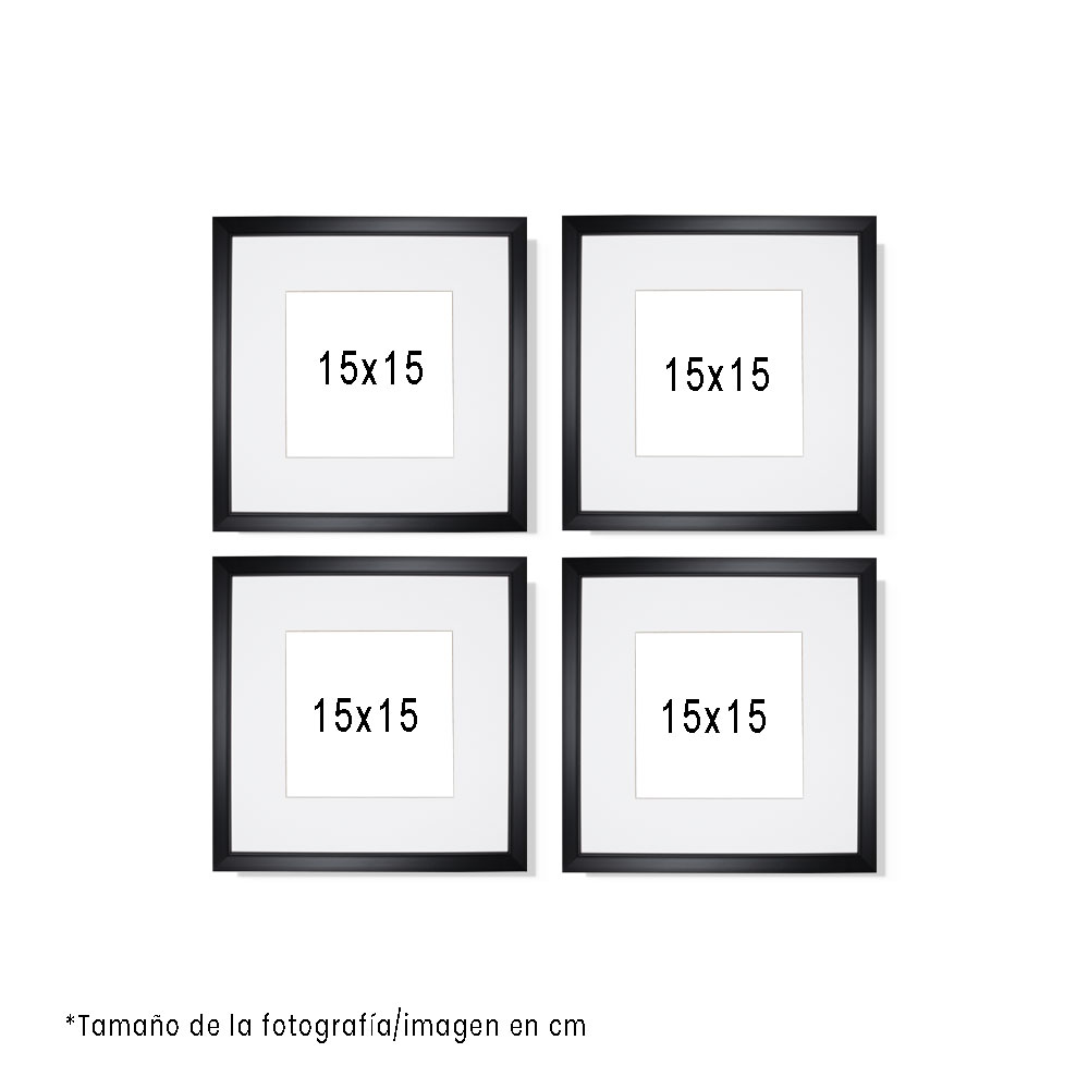 Set de 4 Marcos Decorativos con Marco negro con cristal y marialuisa