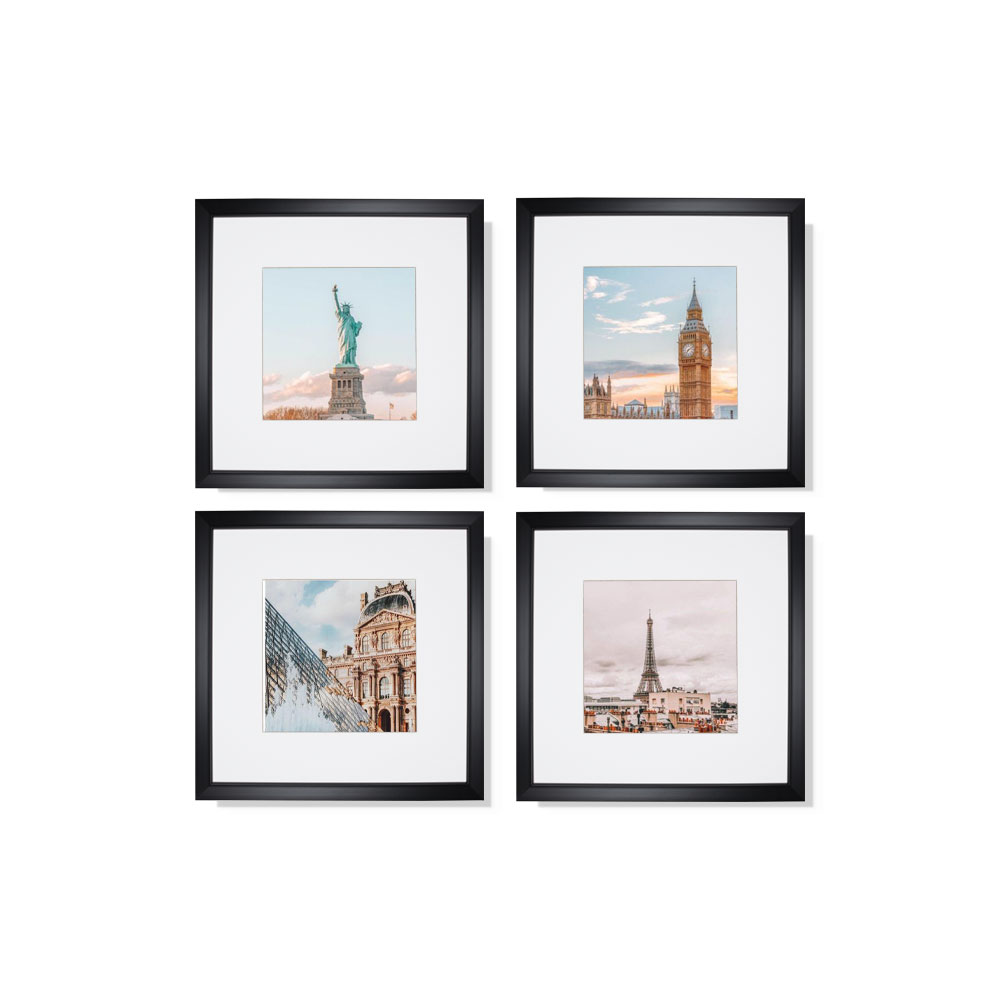 Set de 4 Marcos Decorativos con Marco negro con cristal y marialuisa