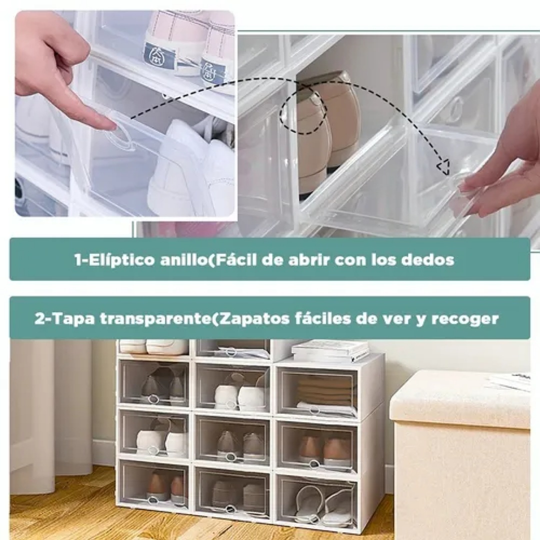 12 Piezas Cajas Organizadoras Apilables Para Zapatos