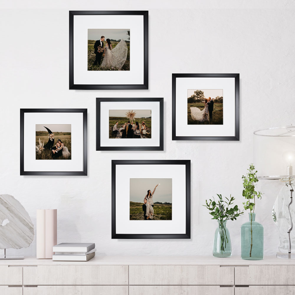 Set de 5 Marcos Decorativos con Marco negro con cristal y marialuisa