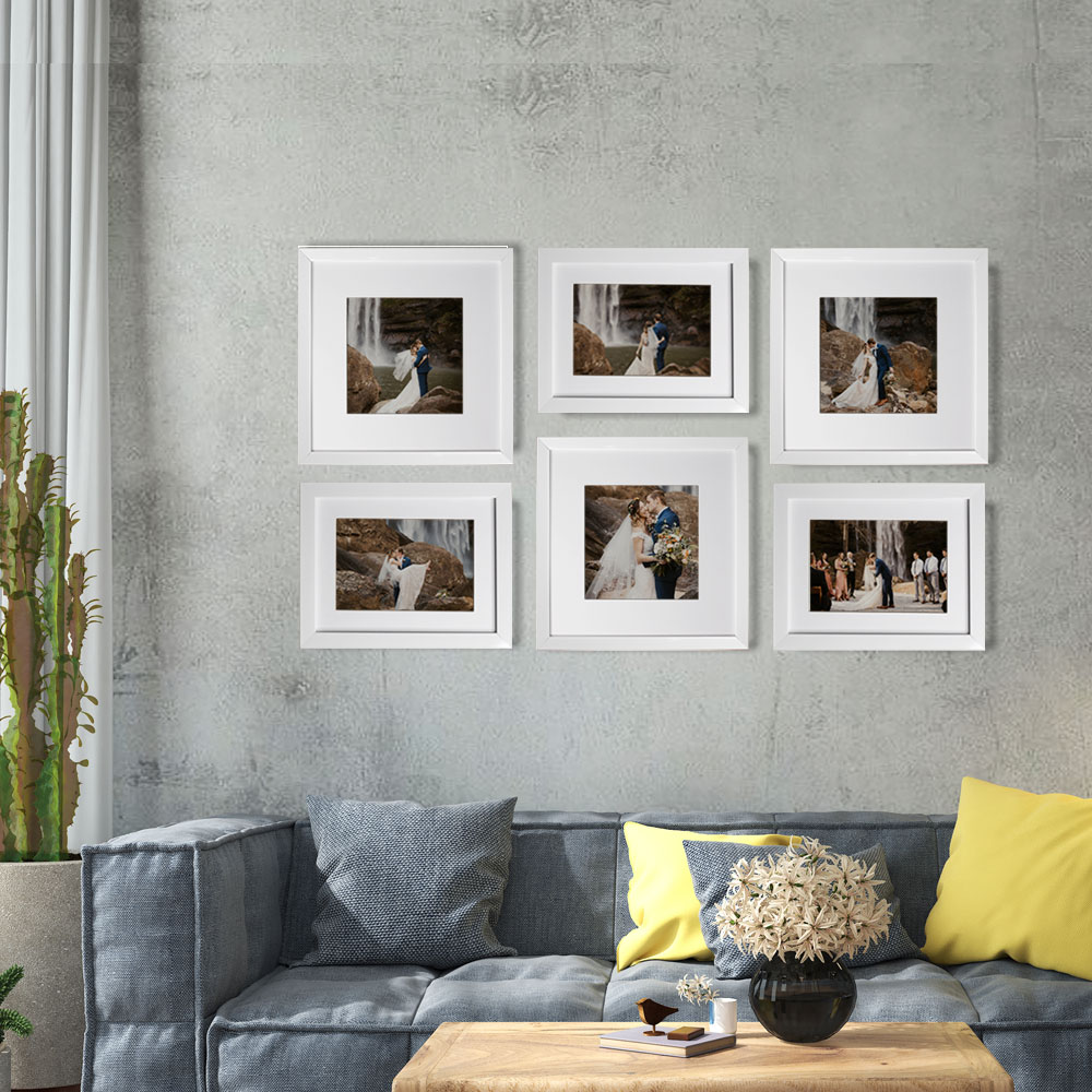 Set de 6 Marcos Decorativos con Marco blanco con cristal y marialuisa