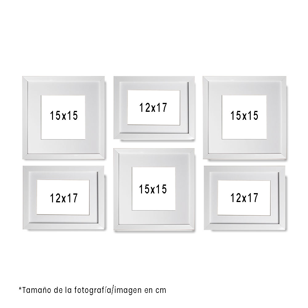 Set de 6 Marcos Decorativos con Marco blanco con cristal y marialuisa