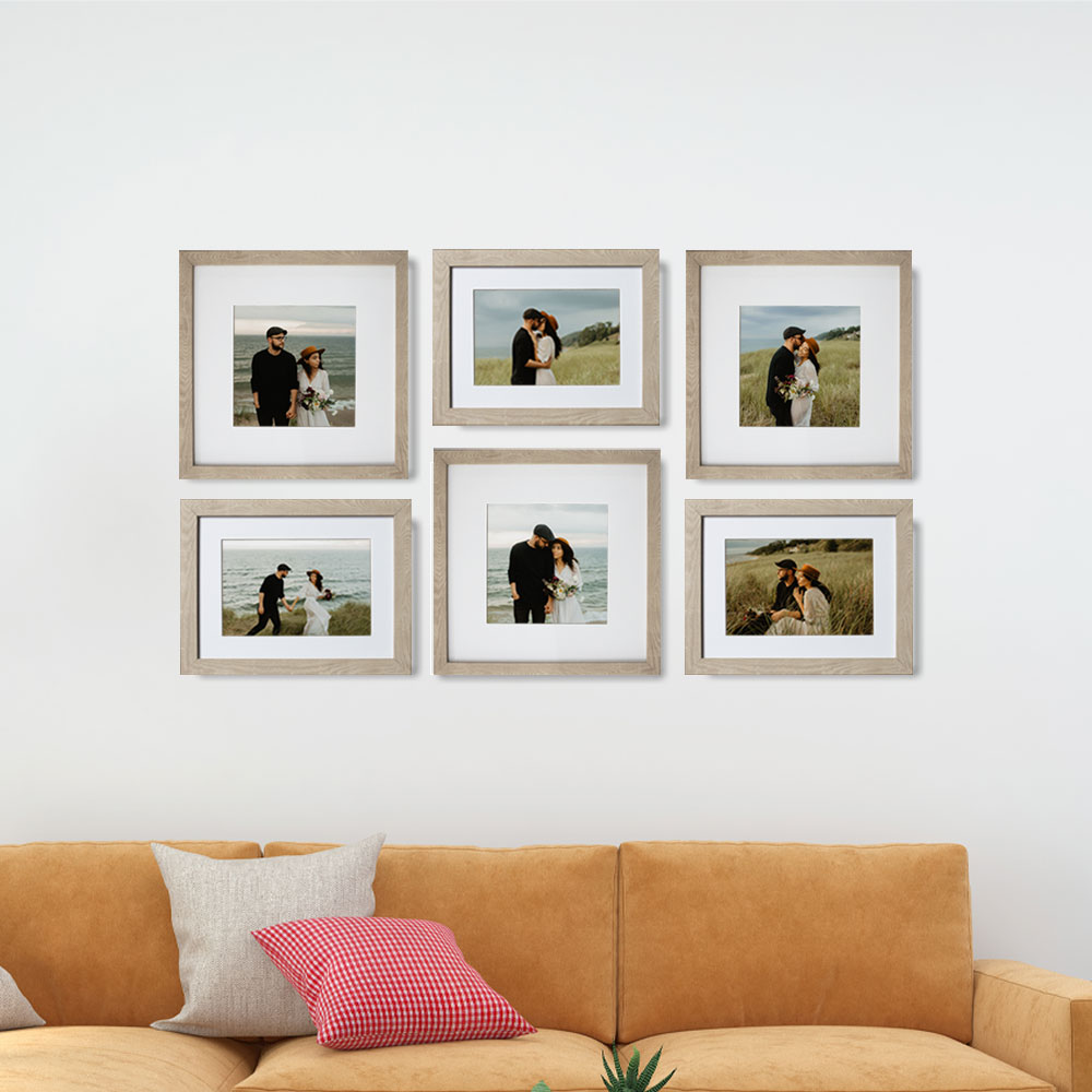 Set de 6 Marcos Decorativos con Marco Color Maple con cristal y marialuisa