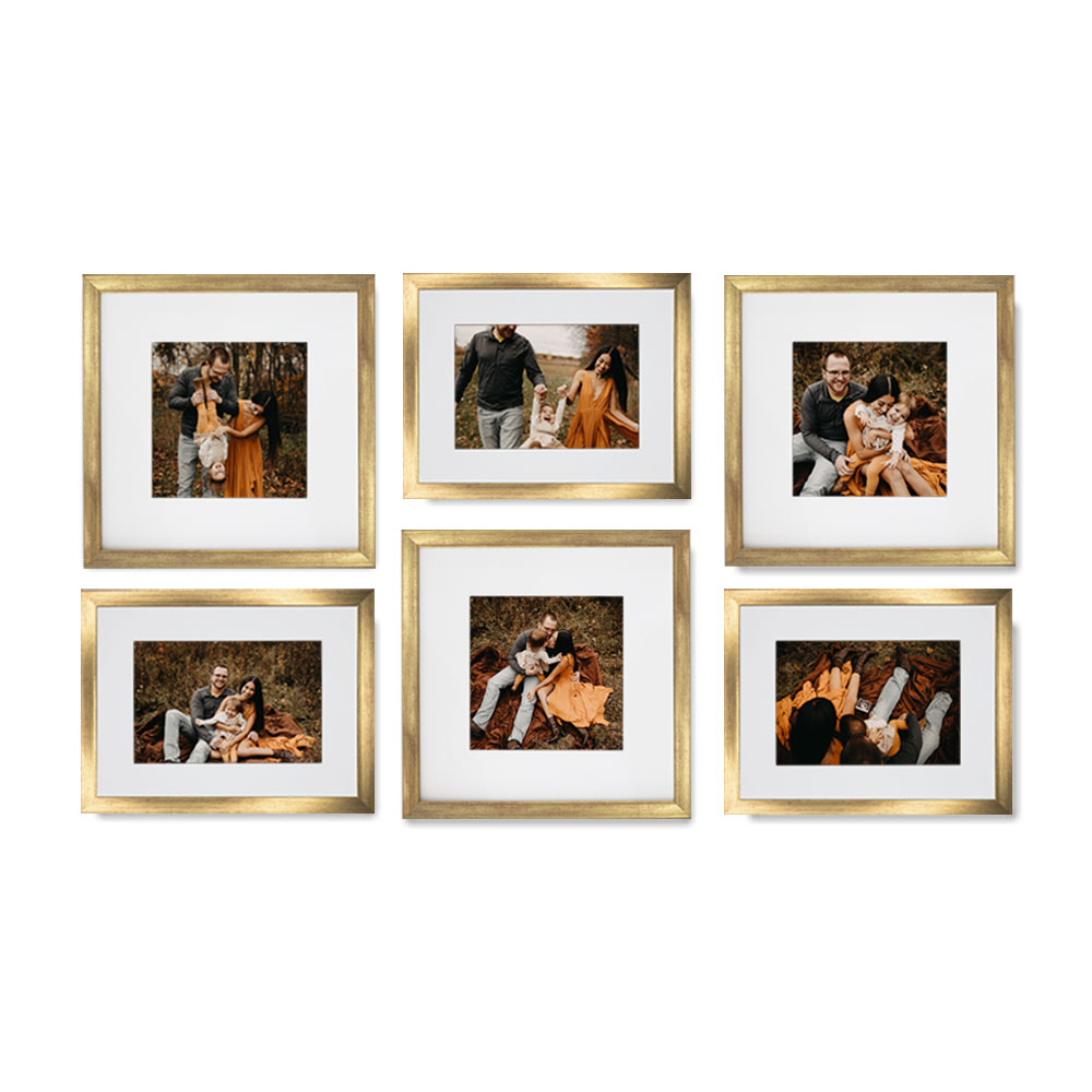 Set de 6 Marcos Decorativos con Marco Dorado con cristal y marialuisa