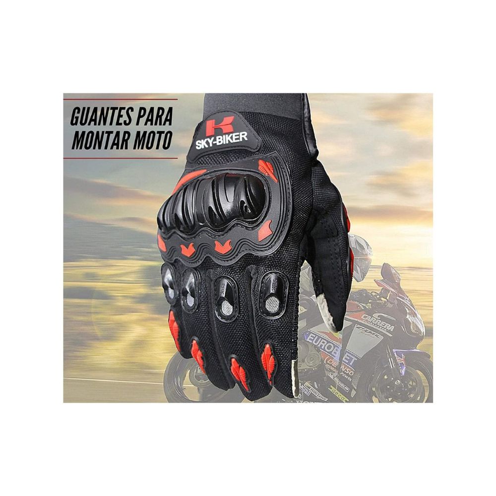 Guantes para Motociclista Hanylish Antideslizante Protección Completa al Dedo y con Sensores Táctiles para Pantalla Negro - Rojo, L