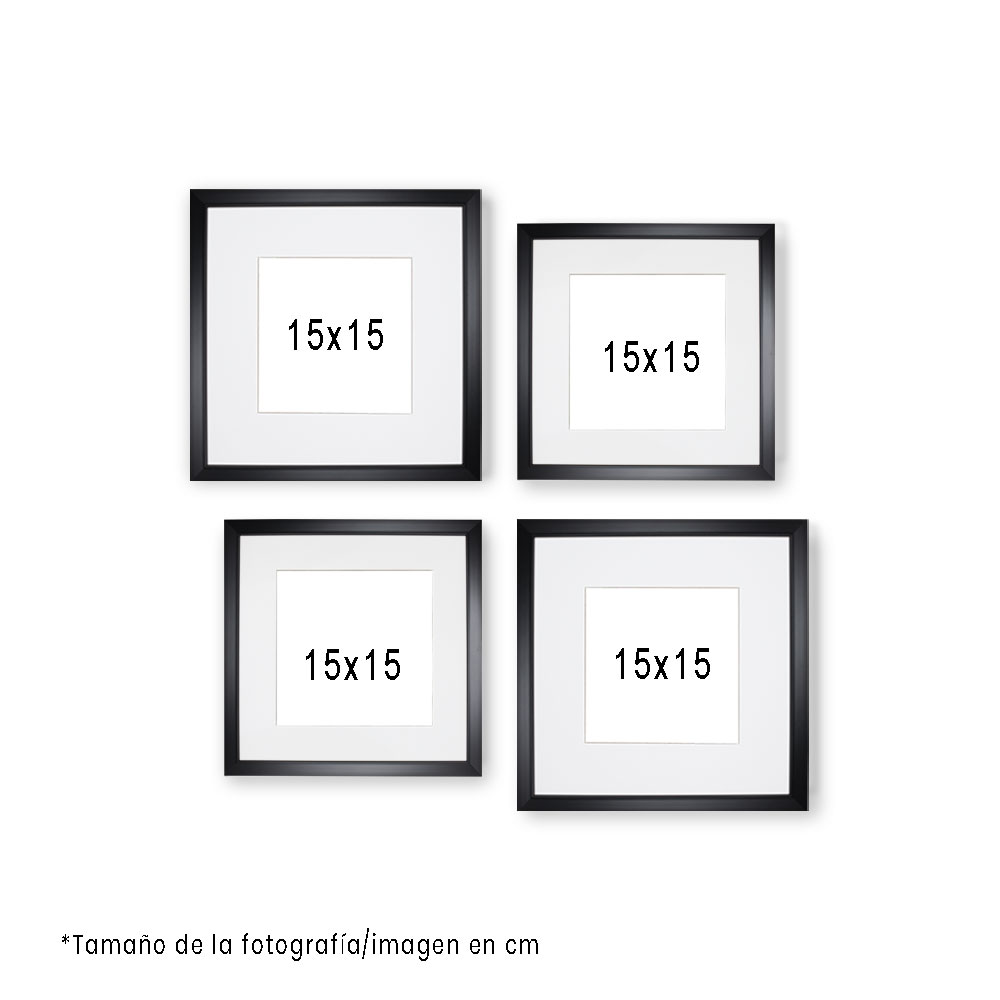 Set de 4 Marcos Decorativos con Marco negro con cristal y marialuisa