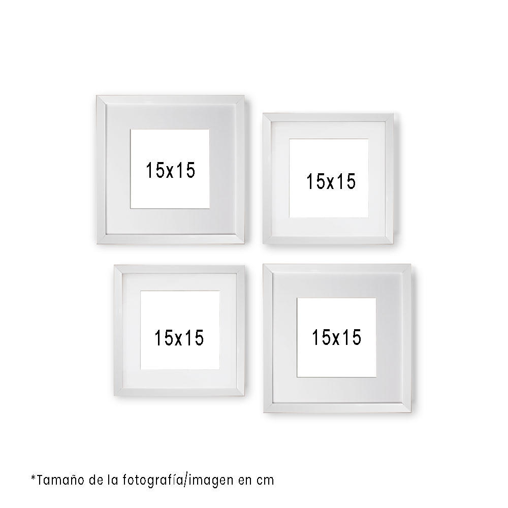 Set de 4 Marcos Decorativos con Marco blanco con cristal y marialuisa