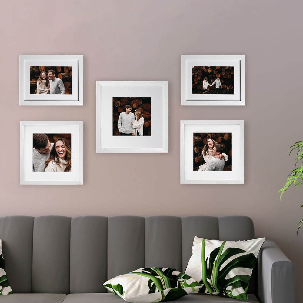 Set de 5 Marcos fotografias PASPARTU FRAMES  Marco blanco con cristal y marialuisa