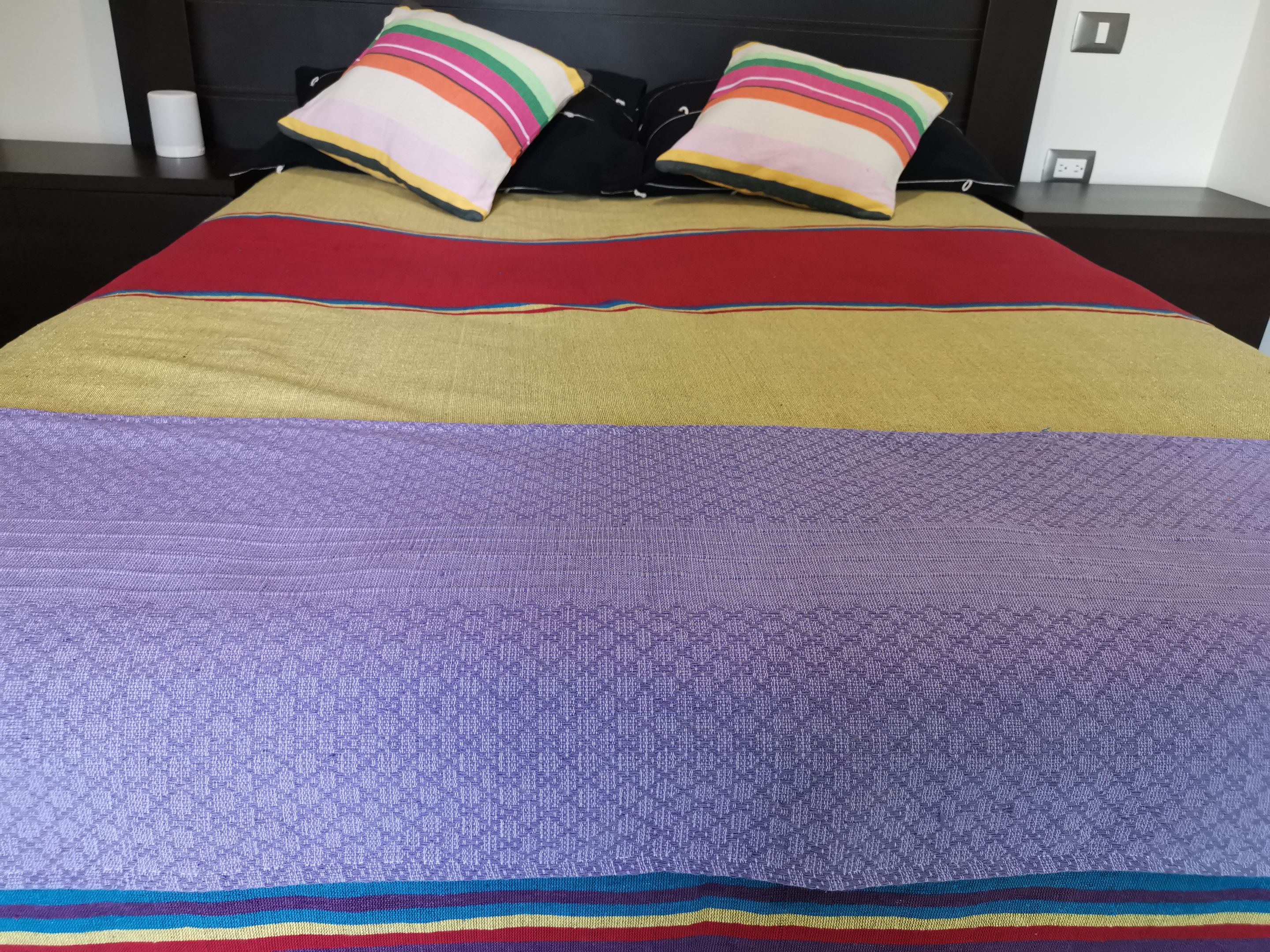 Kit Ropa de Cama Artesanal de Oaxaca Multicolor Tamaño  KING  SIZE